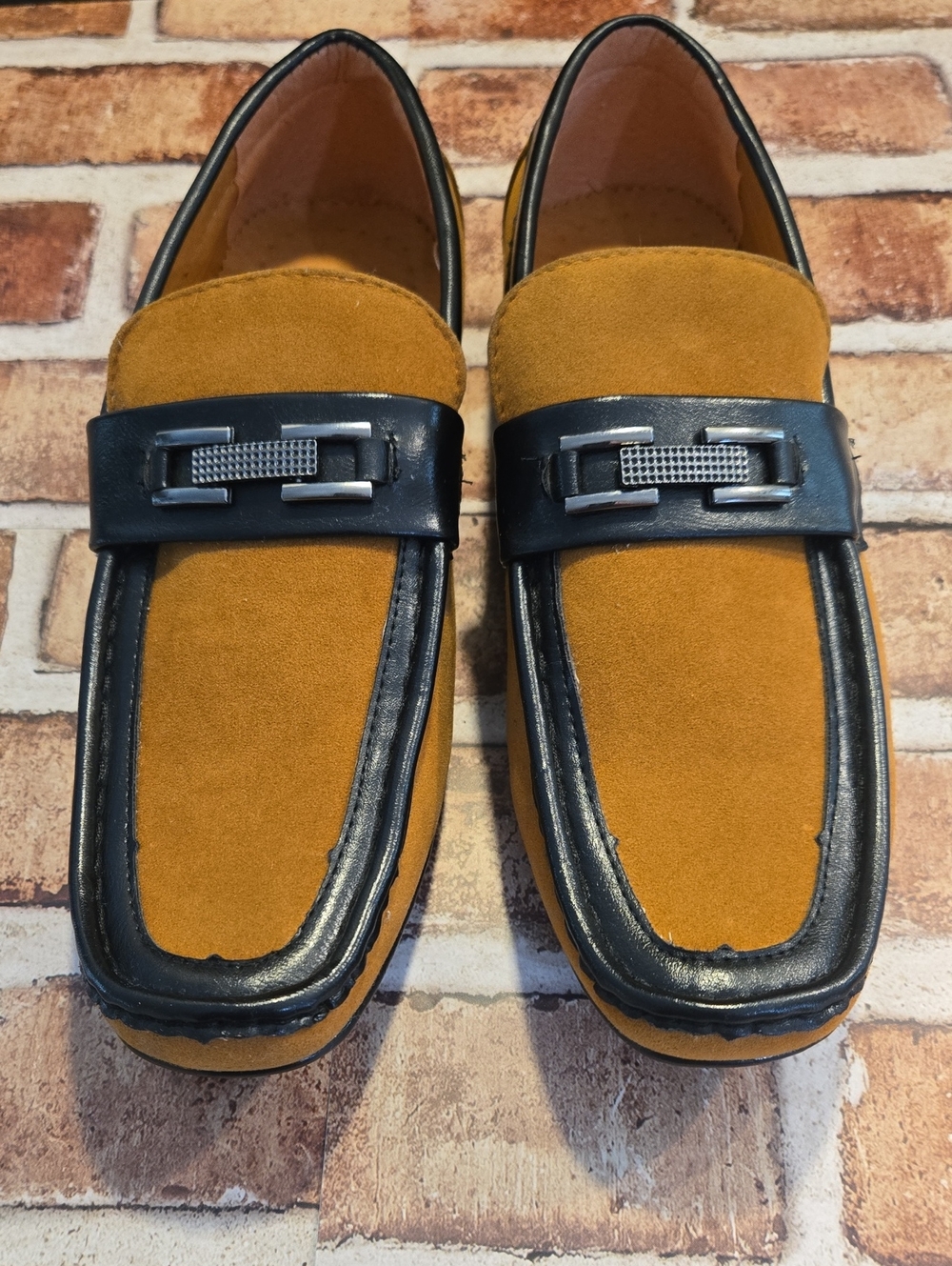 Men's Mustard Suede Loafers with Black Trim